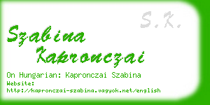 szabina kapronczai business card